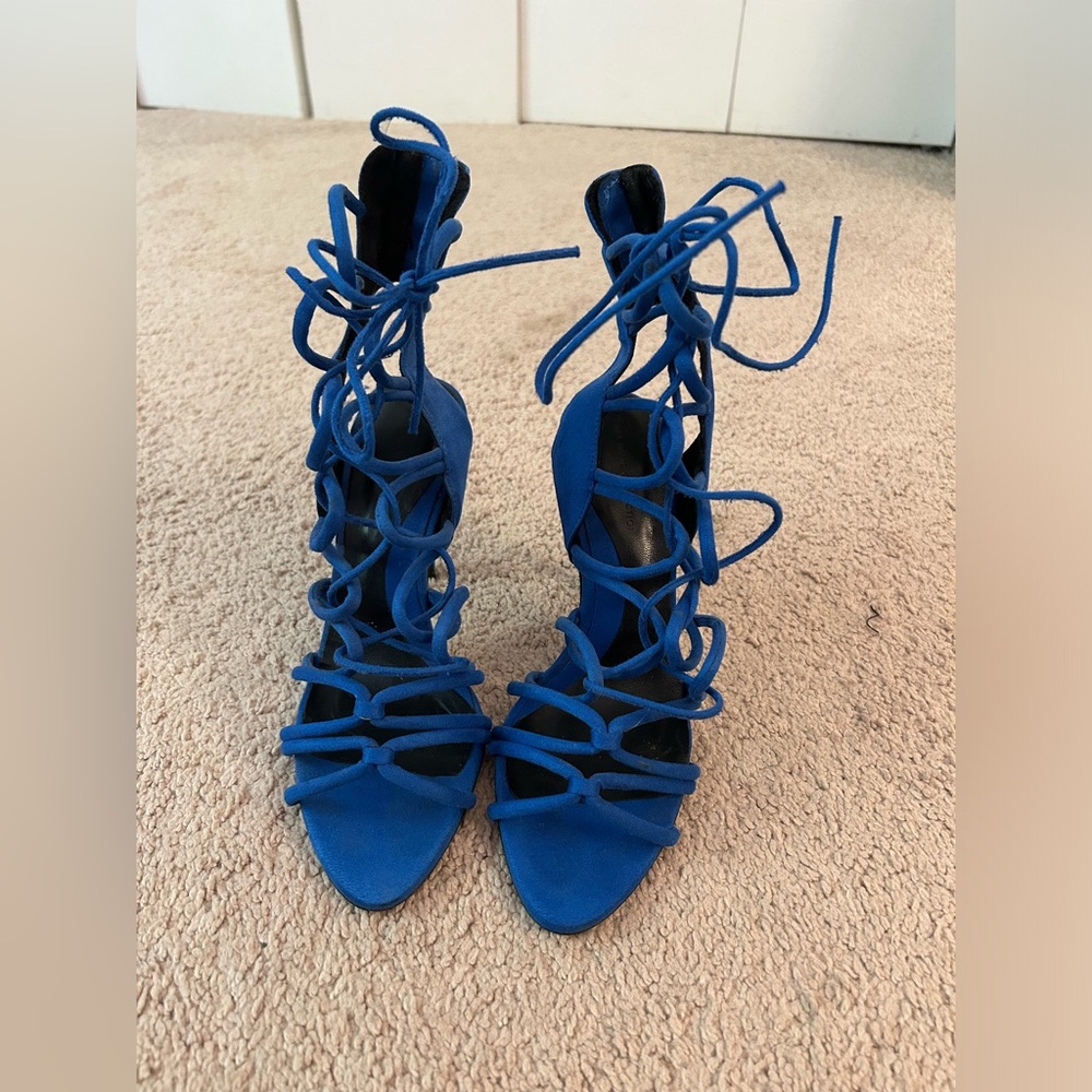 Beautiful Zara Blue Lace Up Heels in Size 37